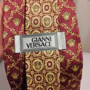 Gianni Versace Silk Tie All Over Print Medusa  Vintage
